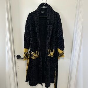 Versace Black Textured Bathrobe